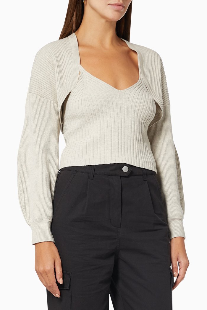 Shrug Cardigan in Rib-knit, Grey