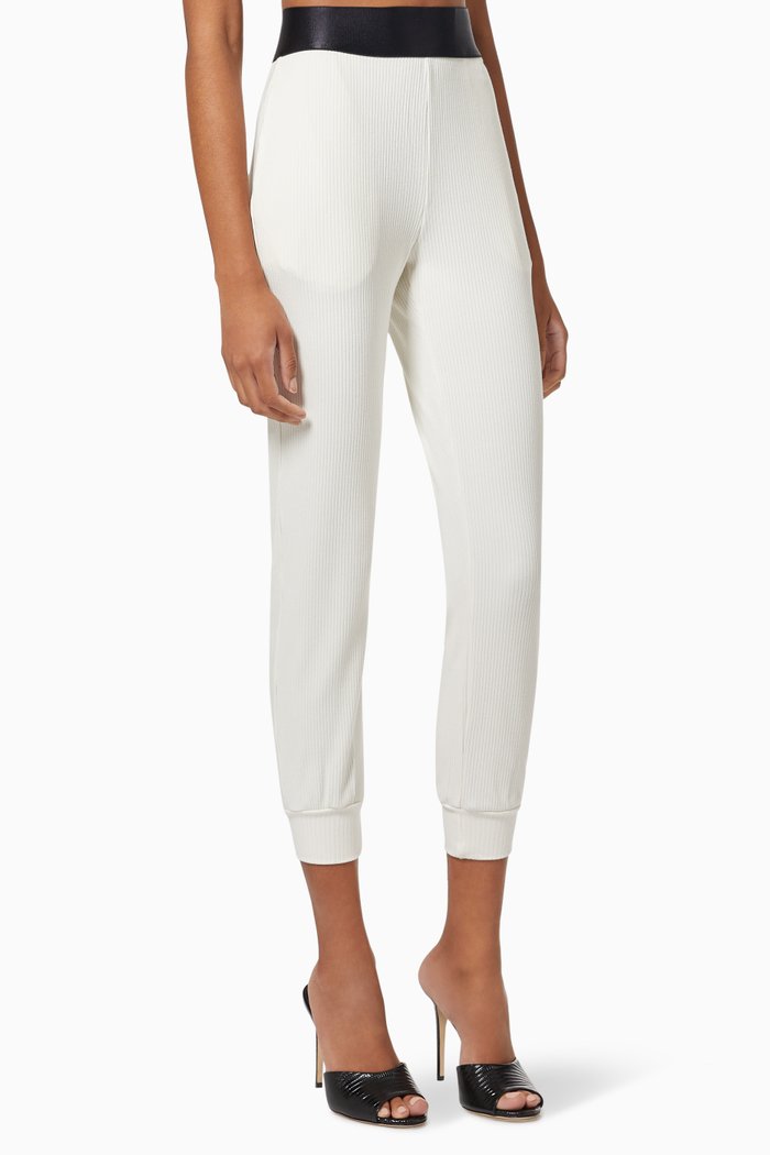 Elastic Joggers in Alloy Rib-knit, Neutral