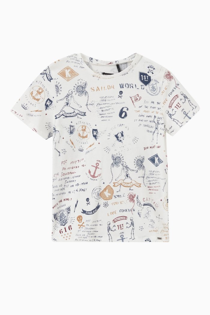 

Tattoo Print T-shirt in Cotton, Neutral