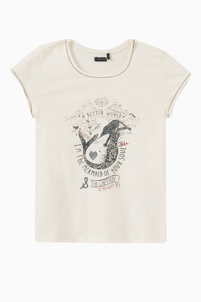 

Mermaid Print T-shirt in Cotton, Neutral