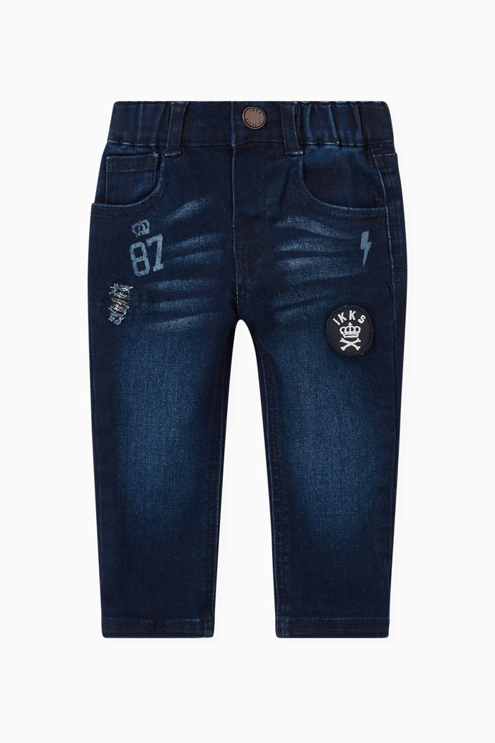 

Vintage Patch & Print Jeans, Blue