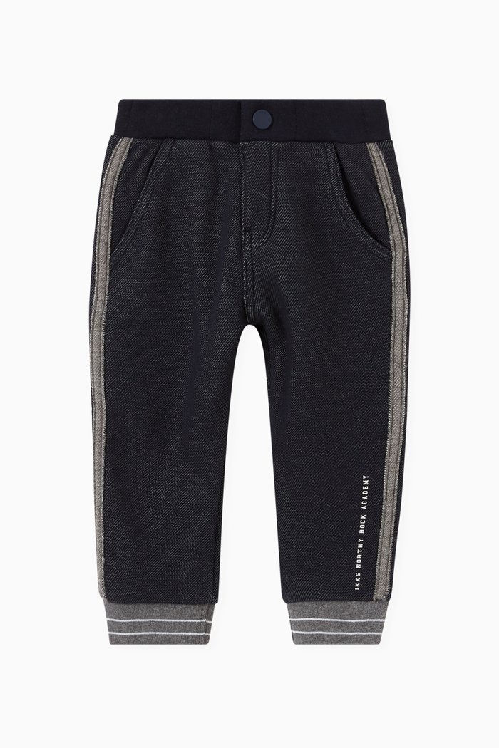 

Knit Pants with Stripped Ribbing, Blue