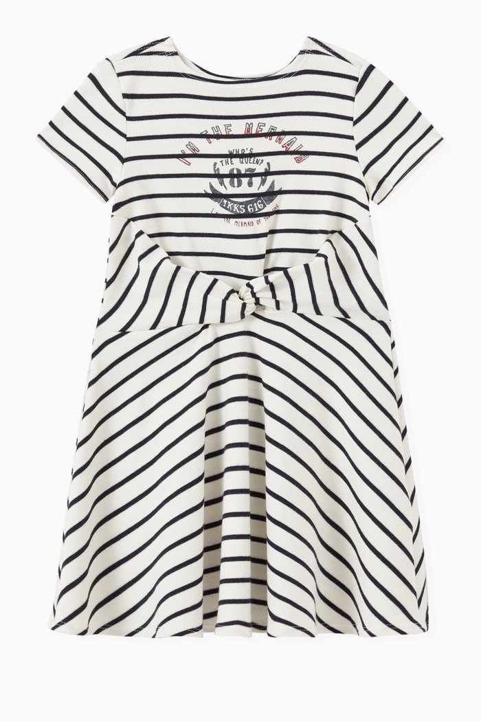 

Stripes Dress with Knot in Cotton, Neutral