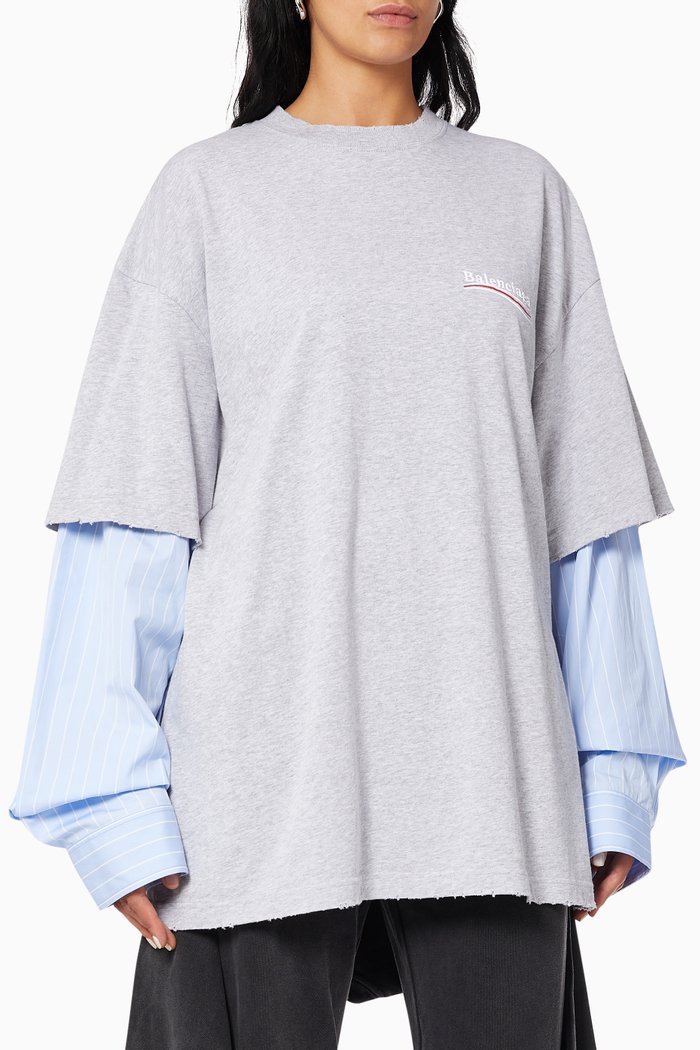 

Political Campaign Layered T-shirt in Vintage Jersey, Grey