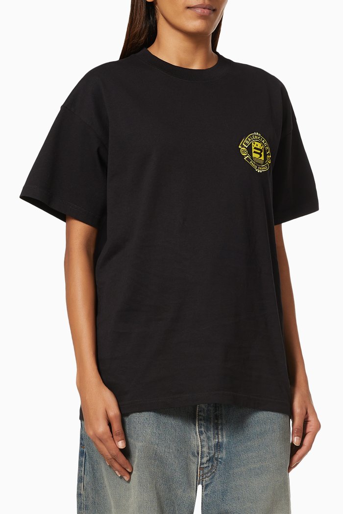 

Logo Crest Medium Fit T-shirt in Cotton, Black