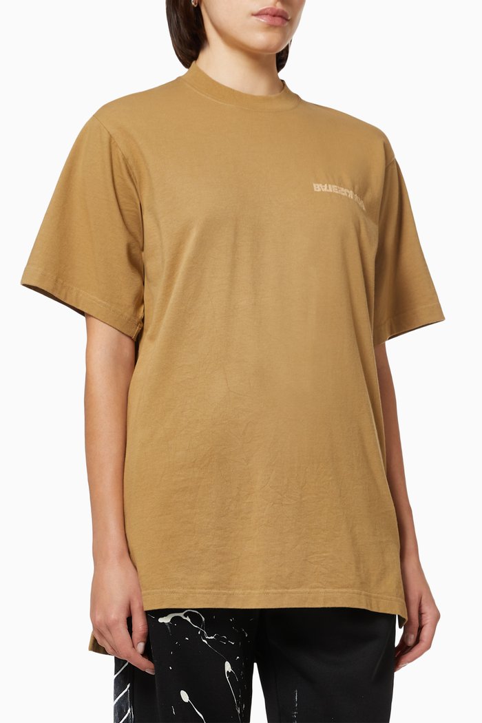 

Sporty Slit Large Fit T-shirt in Cotton Jersey, Neutral