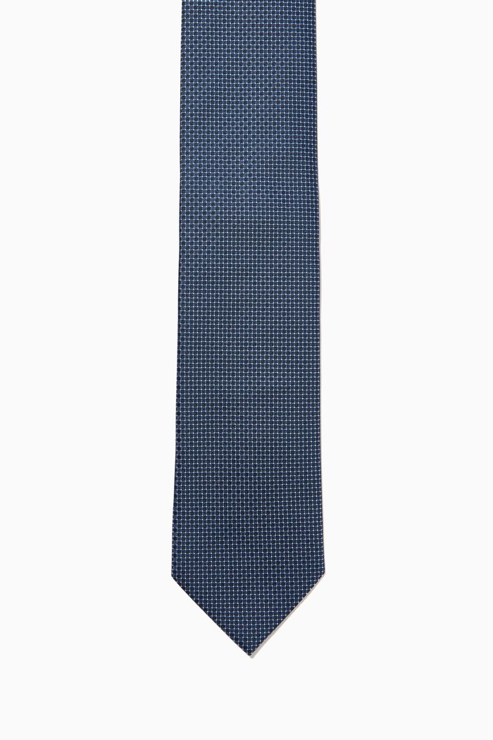 

Check Print Tie in Silk, Blue