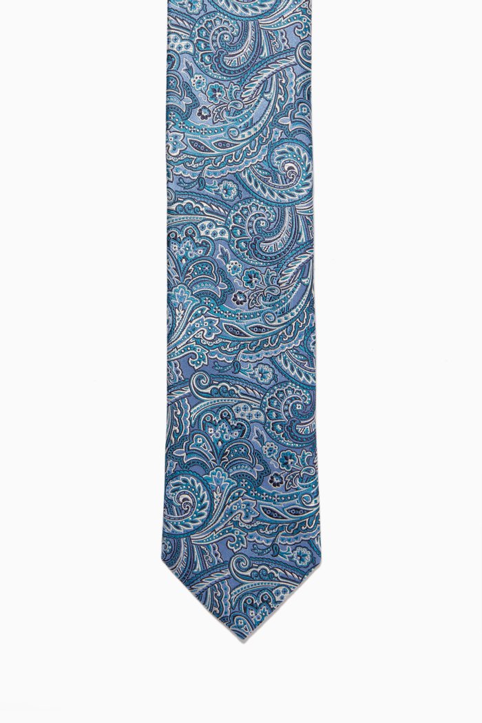 Paisley Print Tie in Silk, Green