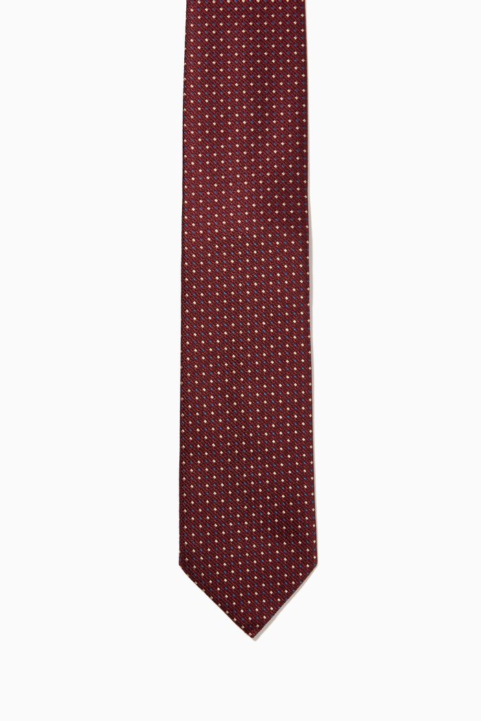 

Patterned Print Tie in Silk, Red