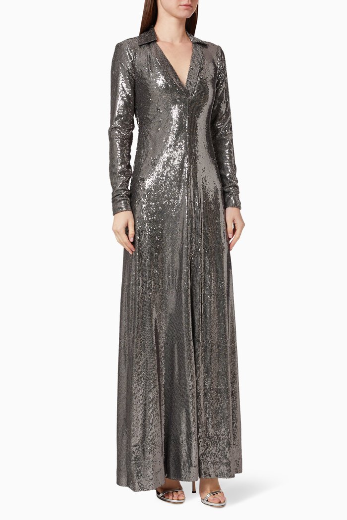 

Fiona Sequin Gown, Grey