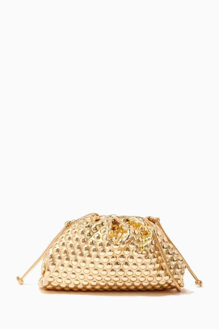 

Mini Pouch in Metallised Fabric, Gold