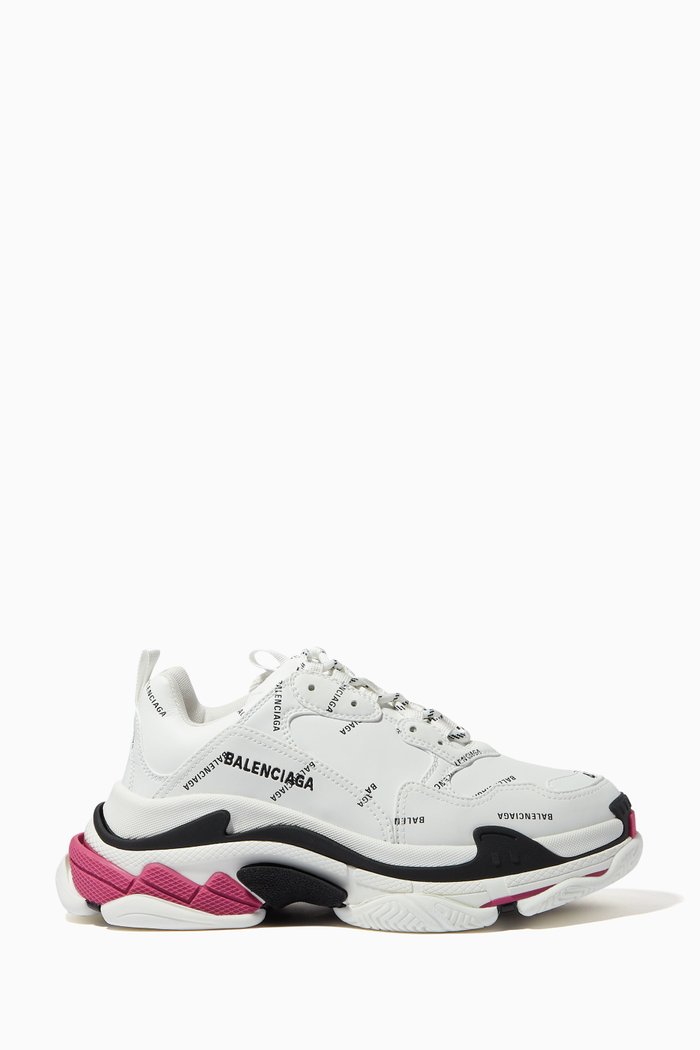 

Triple S All-over Logo Sneakers in Double Foam & Mesh, White
