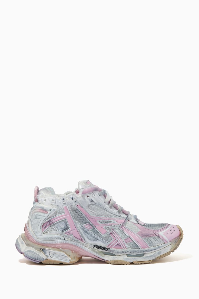Runner Sneakers in Mesh & Nylon, White