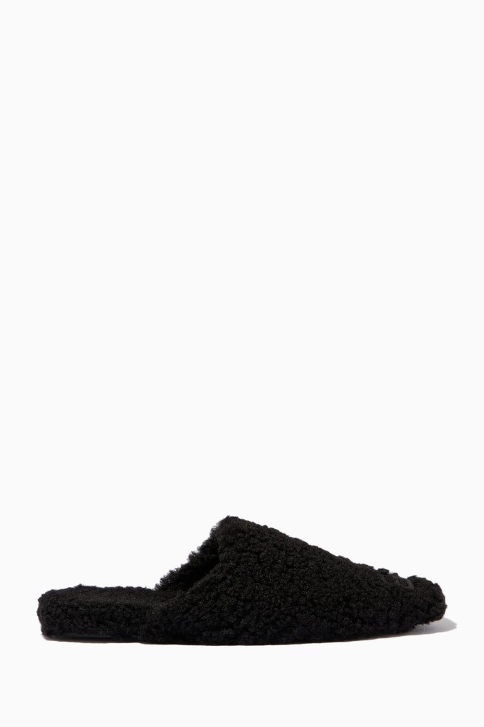 

Cosy BB Mules in Faux Shearling, Black
