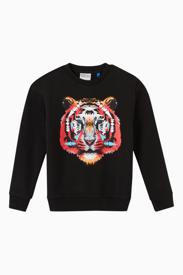 

Tiger Sweatshirt in Cotton Jersey, Black