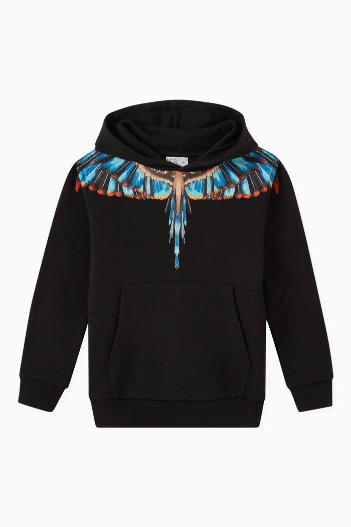 

Wings Hoodie in Cotton Jersey, Black