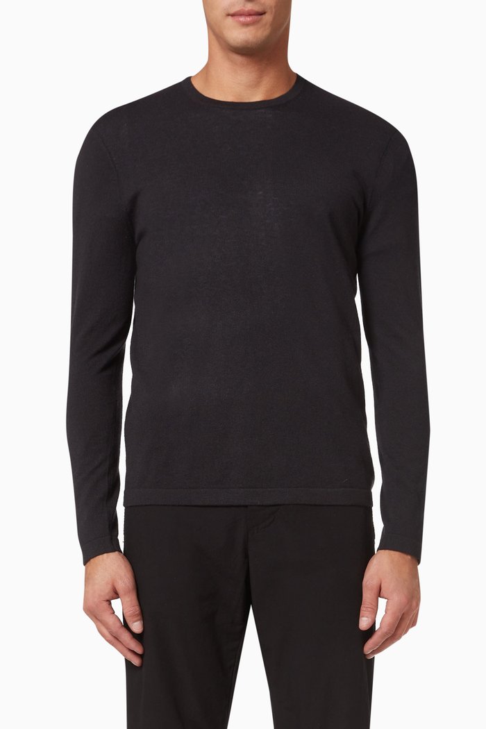 

Crewneck in Semi Worsted Cashmere, Black