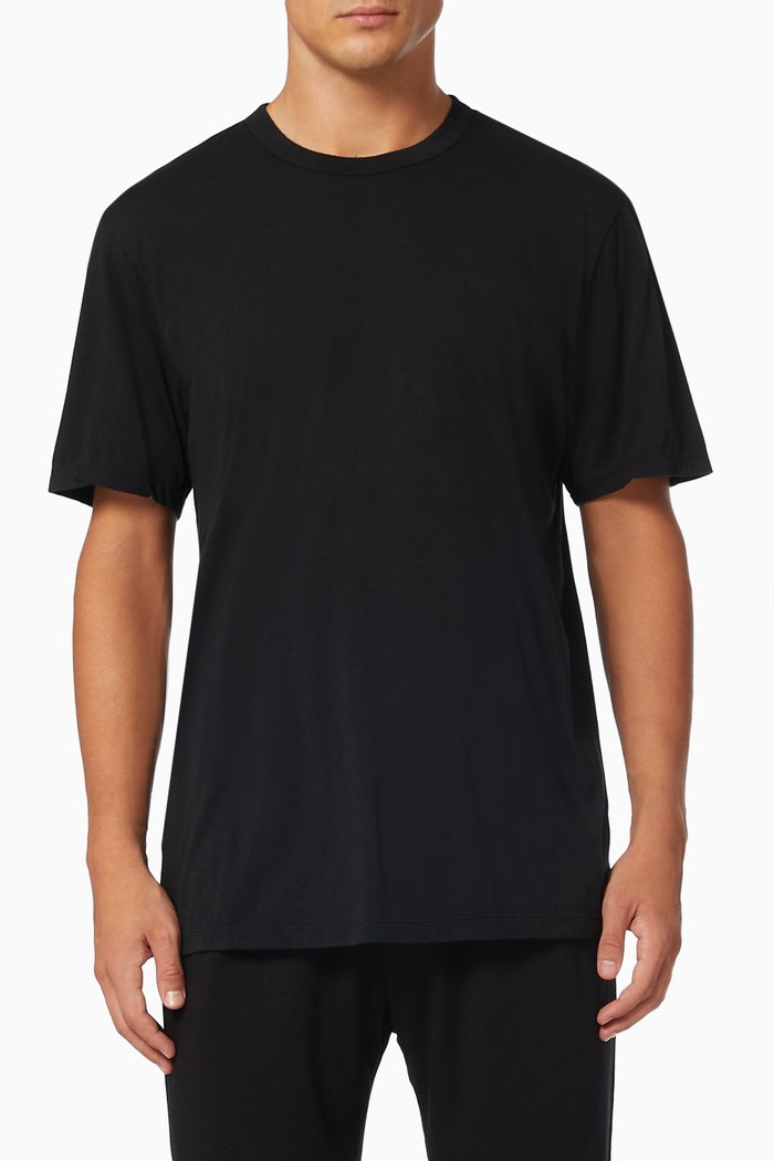 

Luxe Lotus Short Sleeve Crew T-shirt in Jersey, Black