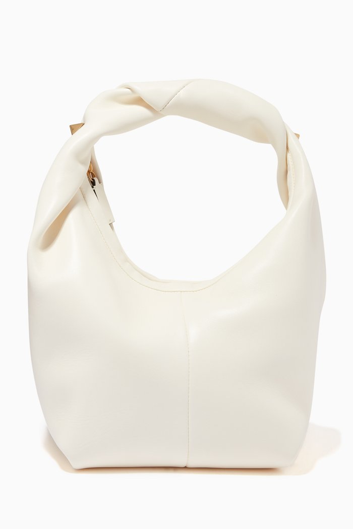 

Valentino Garavani Roman Stud Small The Hobo Bag in Calfskin Nappa, Neutral