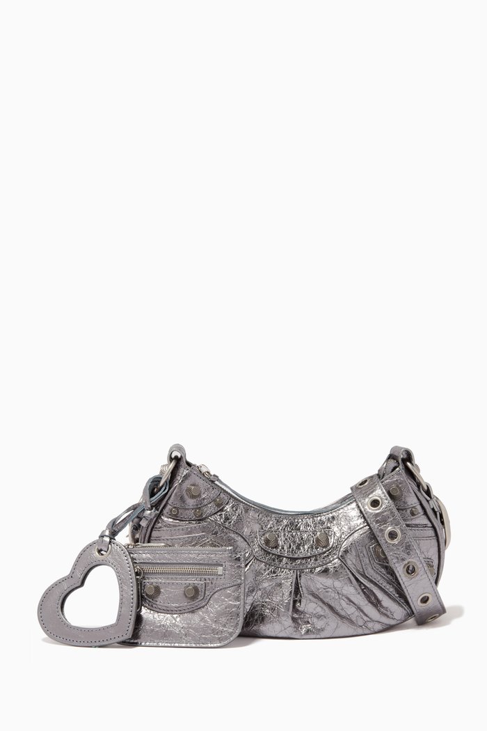 

Le Cagole XS Shoulder Bag in Metallic Arena Lambskin, Silver