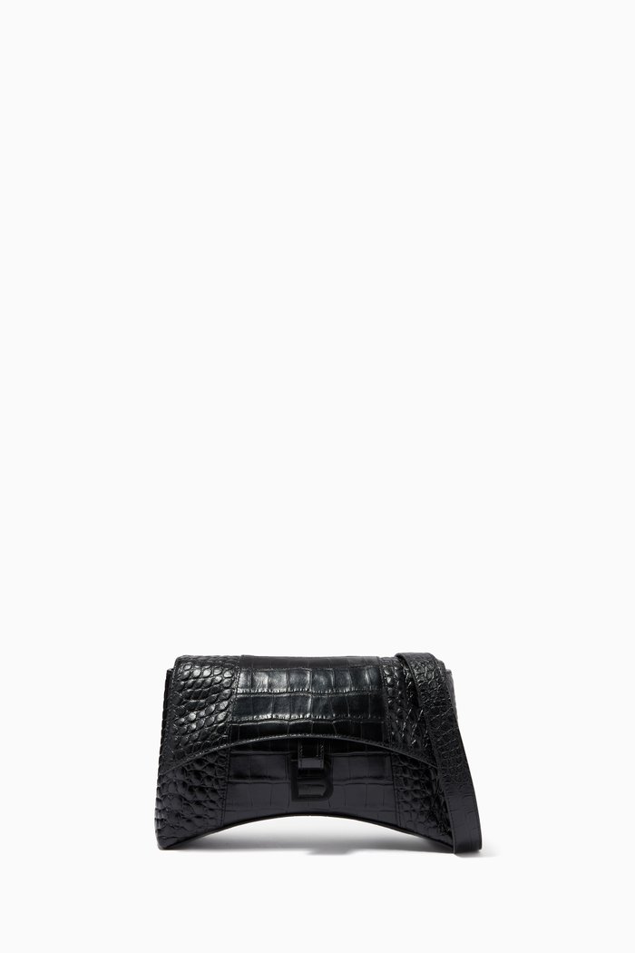 

Downtown XS Shoulder Bag in Crocodile Embossed Calfskin, Black