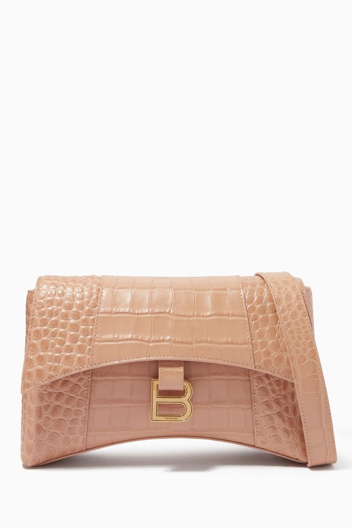 

Downtown XS Shoulder Bag in Crocodile Embossed Calfskin, Neutral