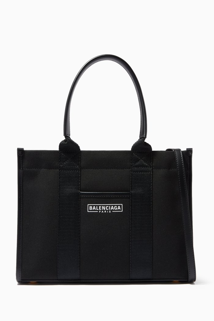 

Hardware Small Tote Bag in Cotton Canvas, Black