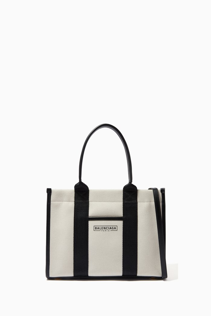 

Hardware Small Tote Bag in Cotton Canvas, Neutral