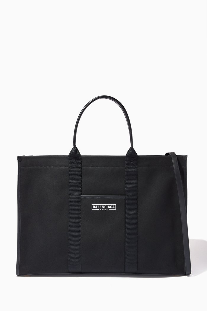 

Hardware Large Bag in Cotton Canvas, Black