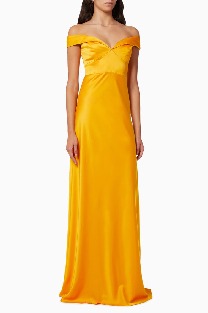 

Melody Strapless Gown in Satin, Yellow