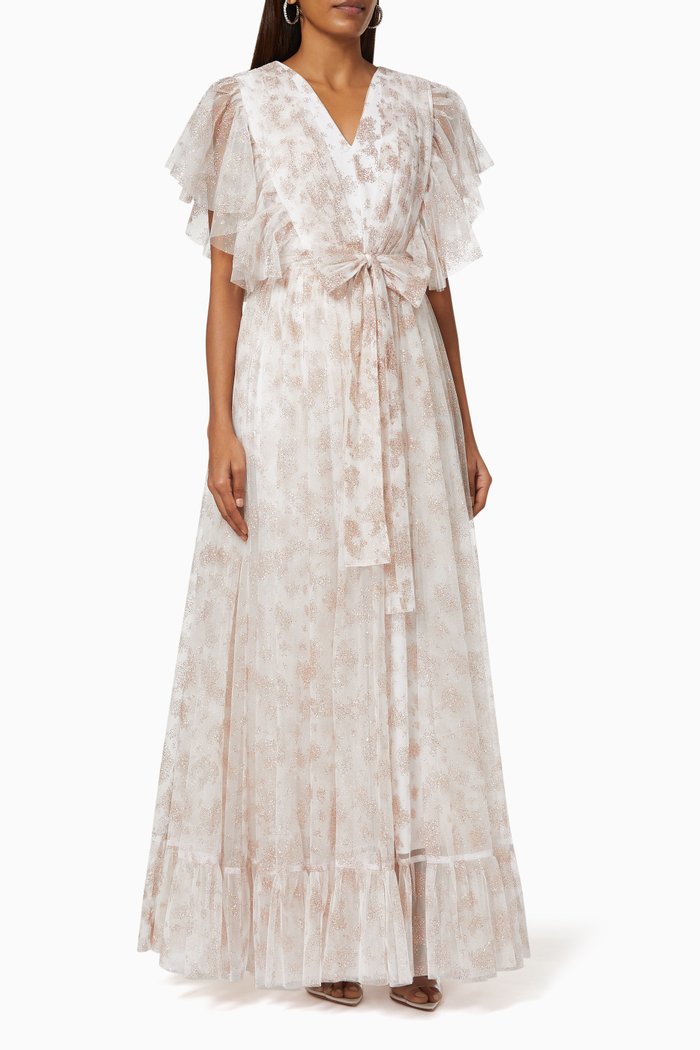 

Pleated Dress in Shimmer Tulle, Neutral
