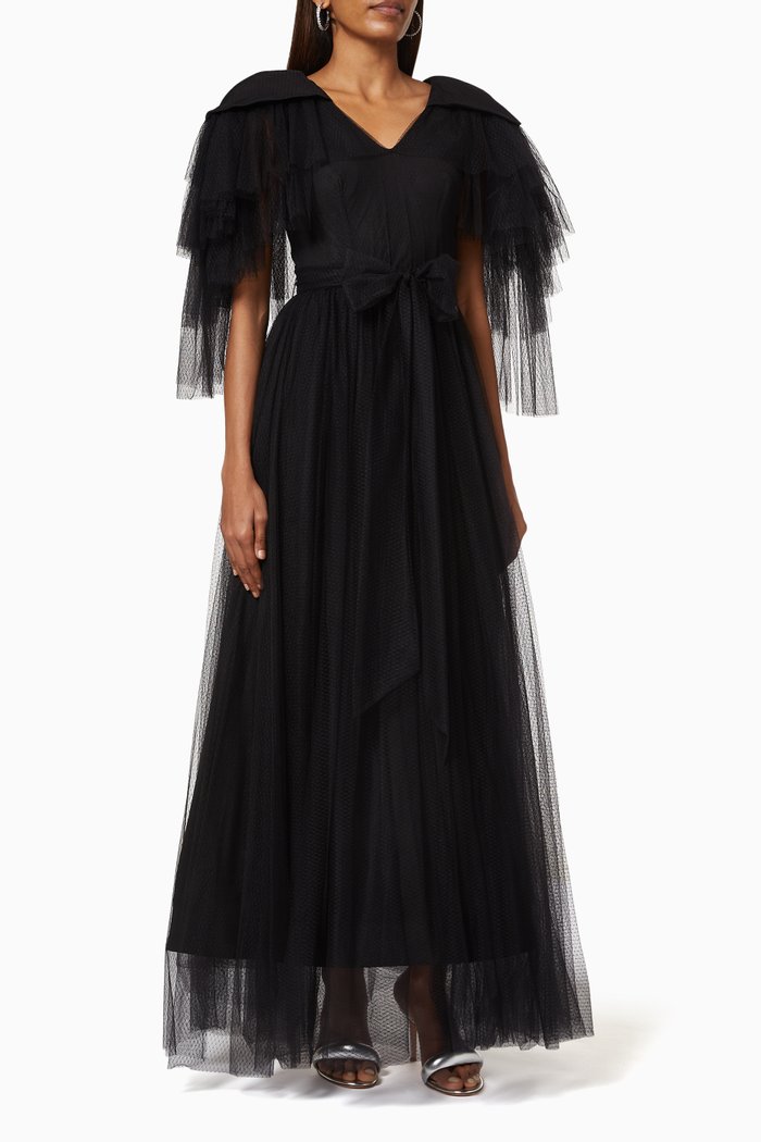 

Belted Dress in Tulle, Black