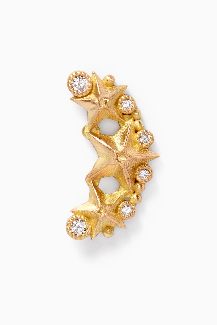 

Single Crescent Stud Earring with Diamonds in 18kt Gold, Yellow