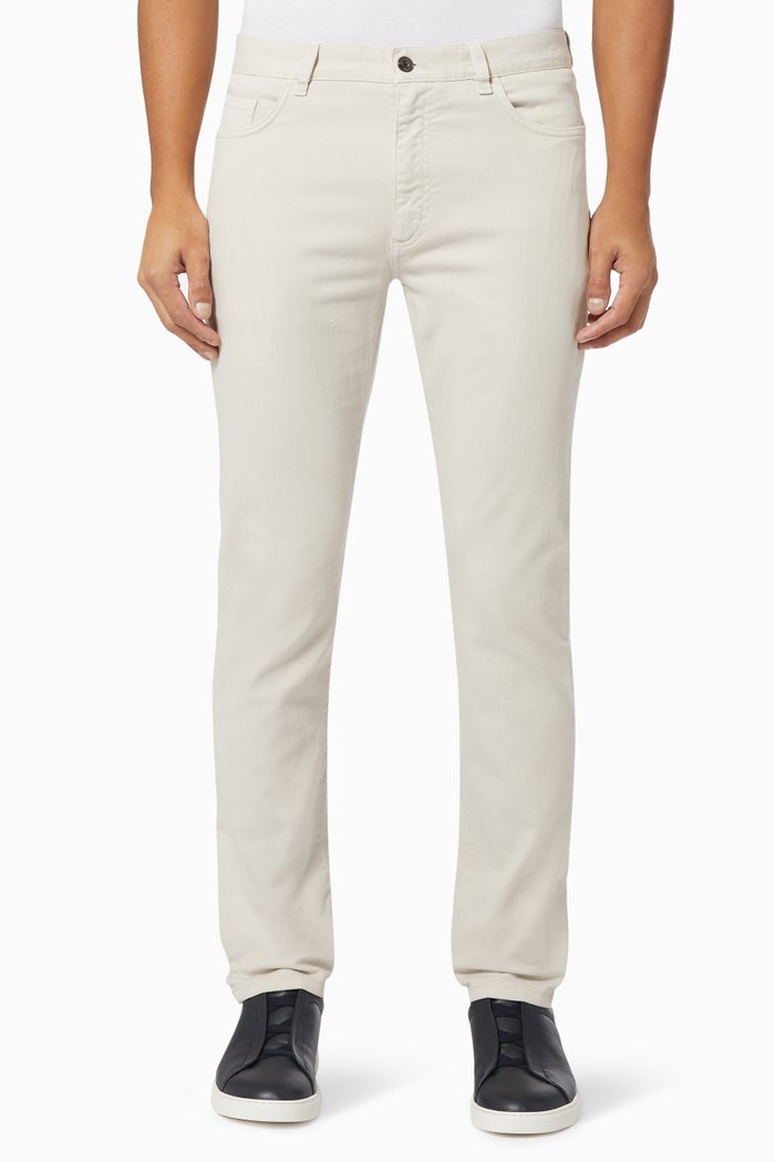 

5-pocket Jeans in Cotton & Lyocell, White