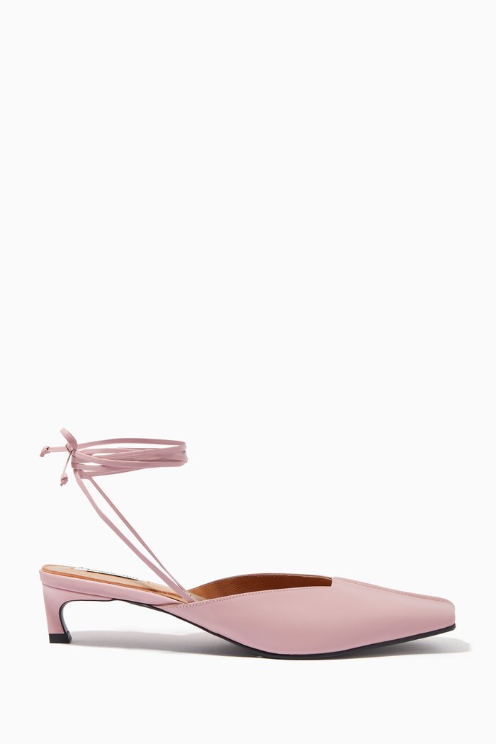 

Piping Strap Pumps in Leather, Pink