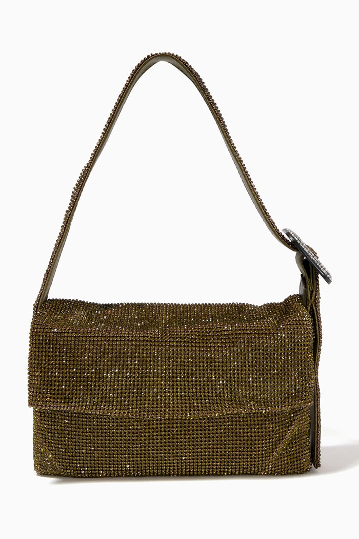 

Vitty Mignon Shoulder Bag in Crystal Mesh Rhinestones, Green