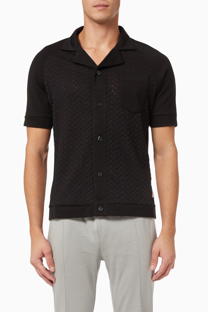 

Bryant Shirt in Chevron Knit Jersey, Black
