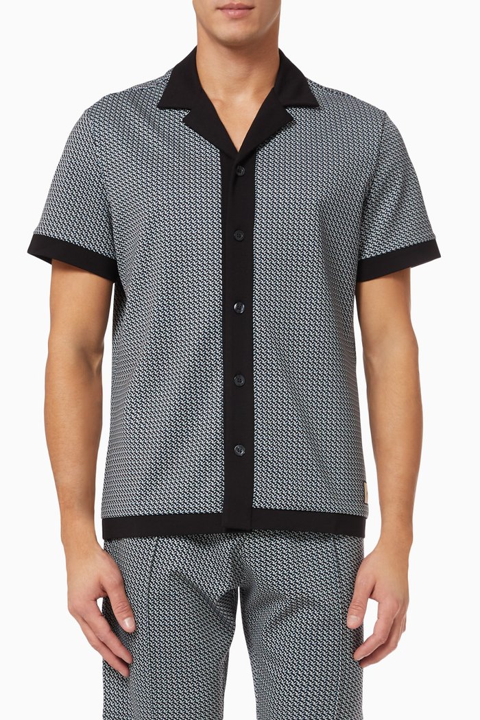 

Carman Slim Fit Shirt in Double Knit Jersey, Blue