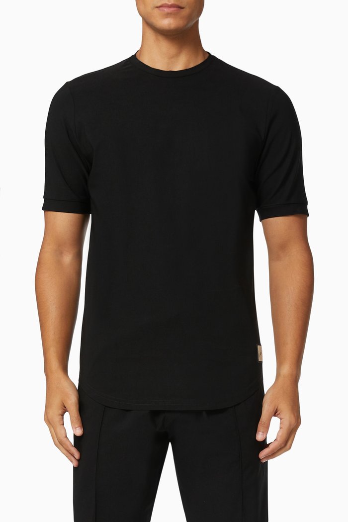 

Salvatore Slim Fit T-shirt in Stretch Fabric, Black