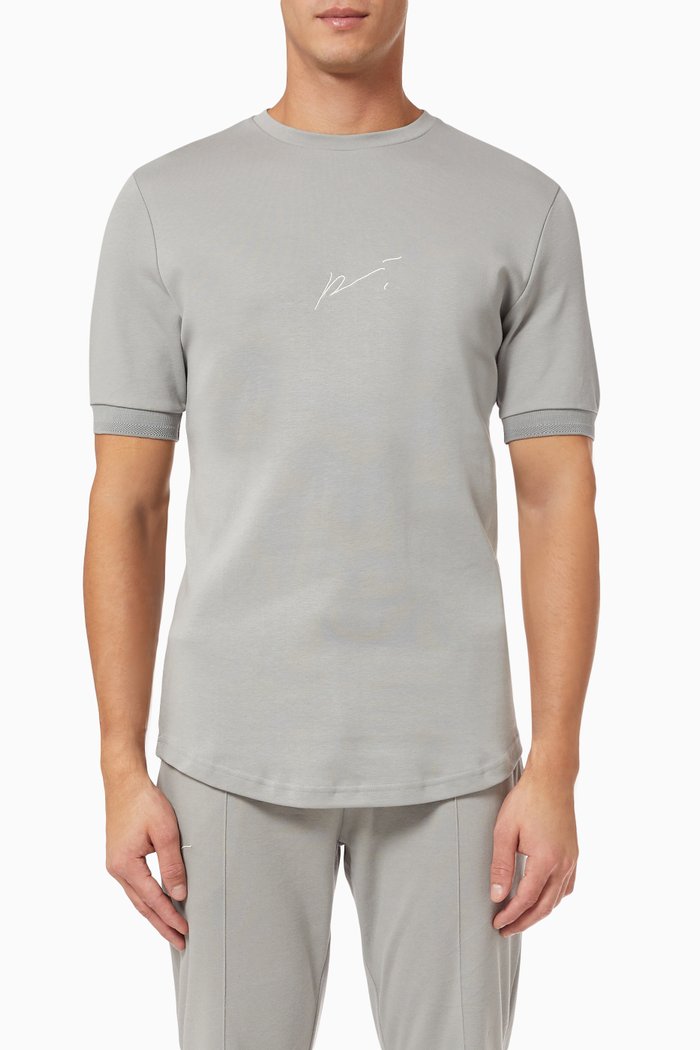 

Signature Logo Slim Fit T-shirt in Jersey, Grey