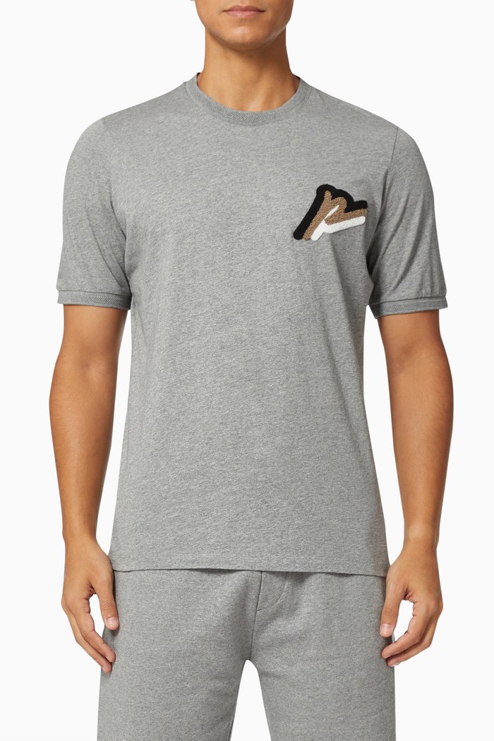 

Tri Logo Slim Fit T-shirt in Cotton Jersey, Grey