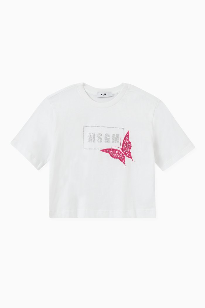 

Butterfly Logo Print T-shirt in Cotton, White
