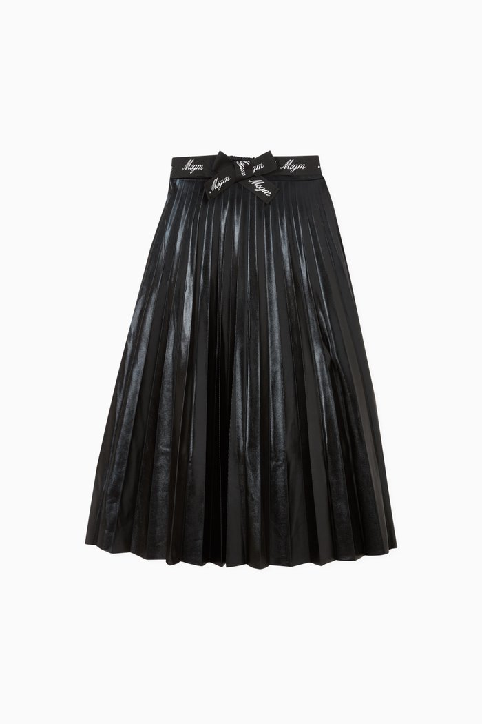 

Pleated High-waist Skirt in Lycra, Black