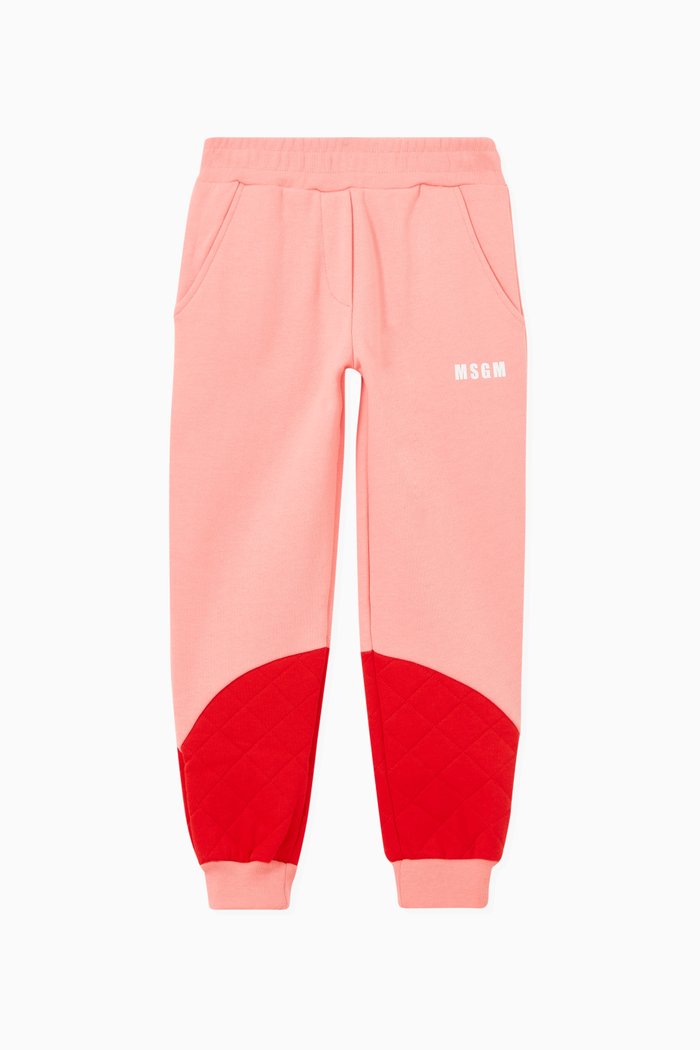 

Contrast Quilted Bottom Sweatpants in Cotton, Multicolour