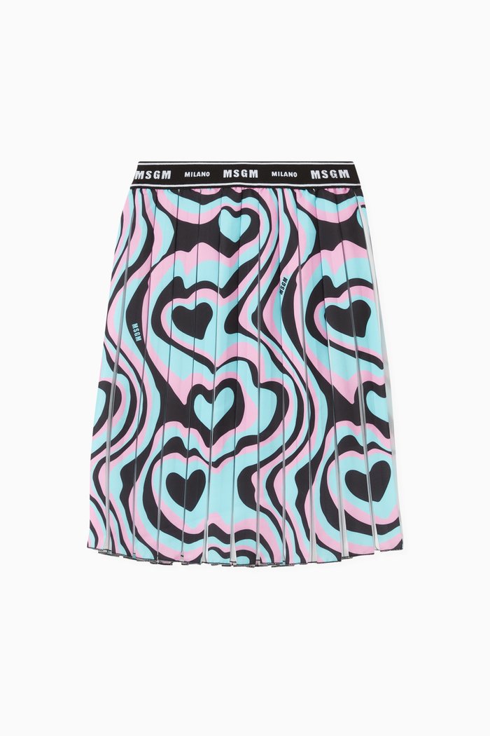 

Pleated Floating Hearts Skirt, Multicolour