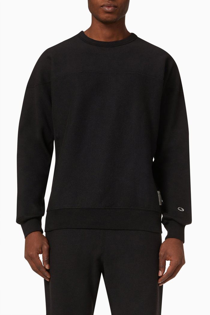 Crew Neck Sweatshirt in Cotton, Black