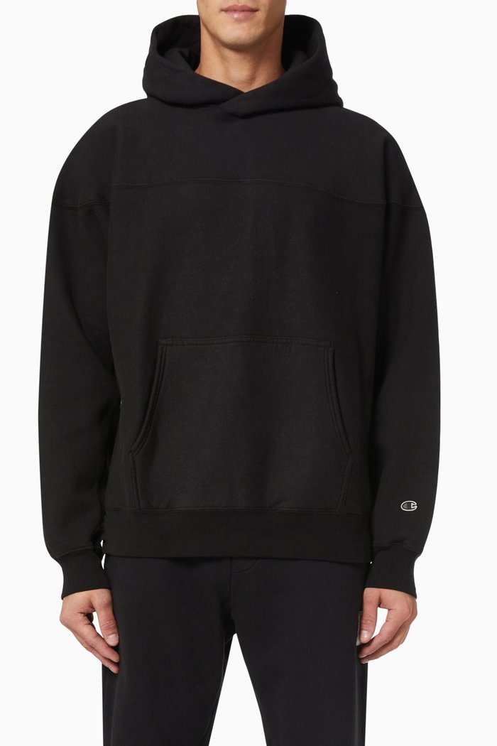 

Seam Detail Hooded Sweatshirt in Cotton, Black