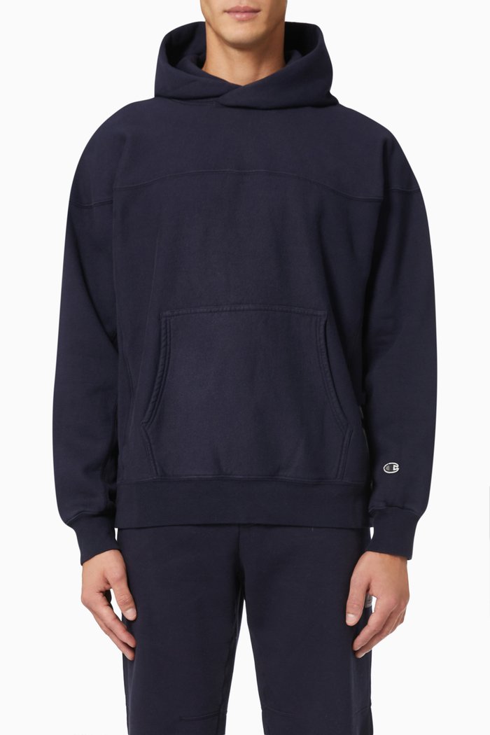 

Seam Detail Hooded Sweatshirt in Cotton, Blue