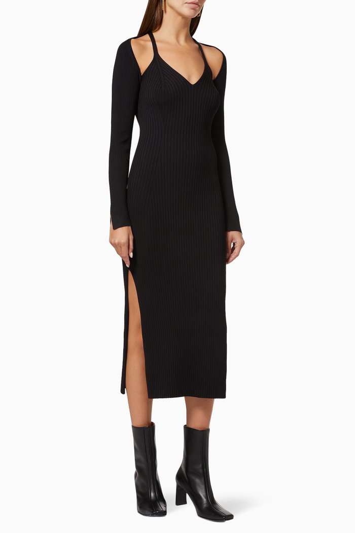 

Esperanza Midi Dress in Rib Knit, Black