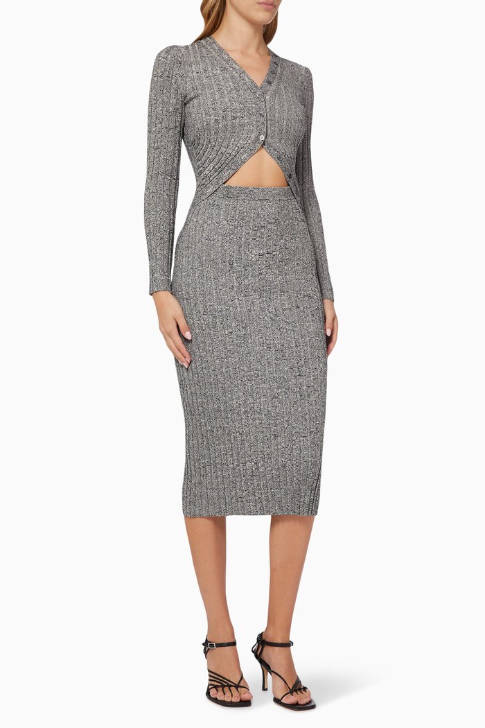 

Kim Midi Dress in Rib Knit, Black